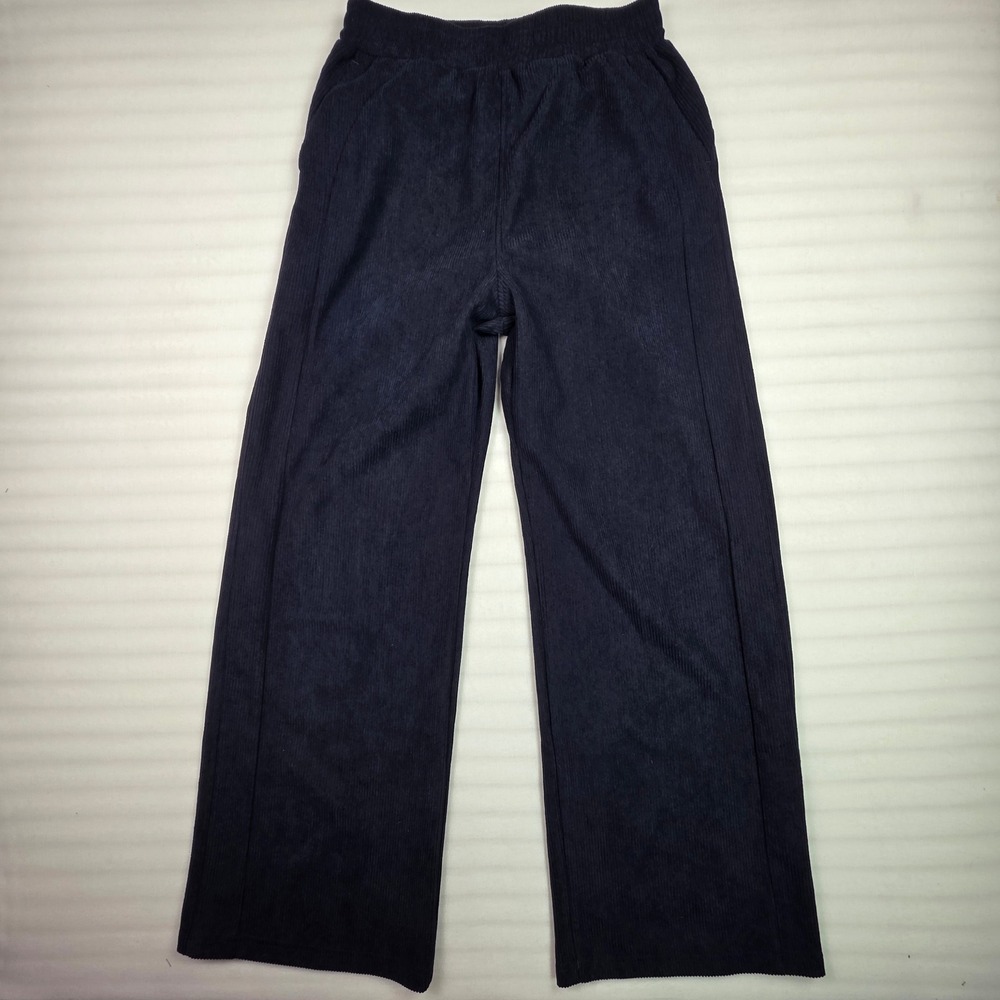 Halara Navy Blue Corduroy Wide Leg Pants Tall Size M High Waisted Pockets